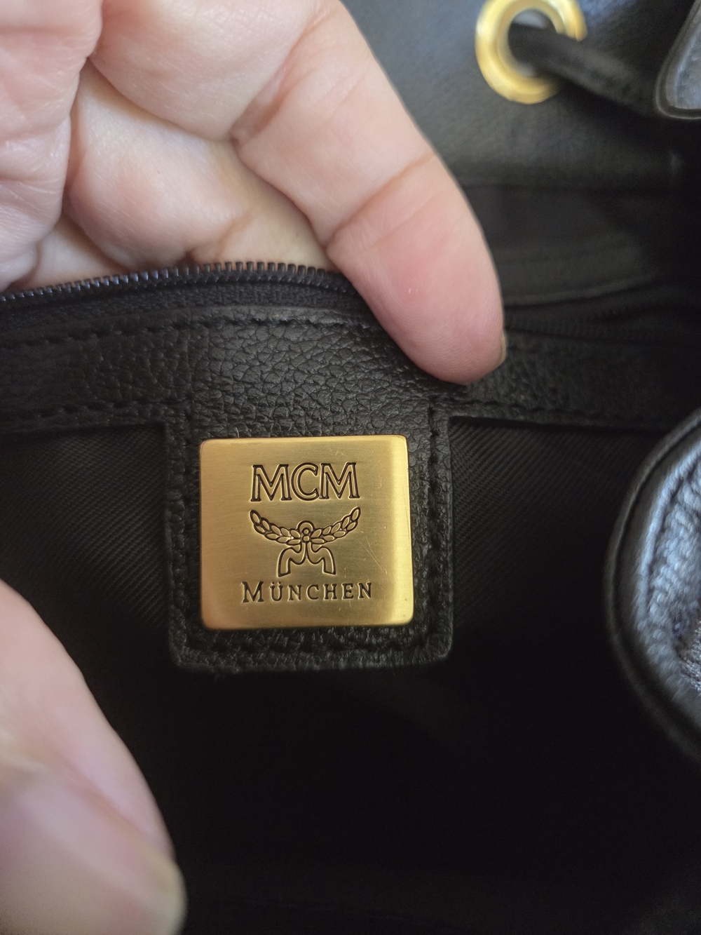 MCM Black Leather Mini Backpack with Gold Hardware - Picture 6 of 9